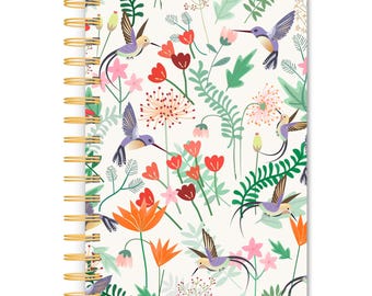 Hummingbirds | 5.25 x 8.25 Inch Compact Wire Journal | Non-Dated | Foil Stamped Cover | BrownTrout | Planning Stationery Diary
