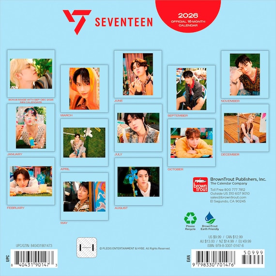 Seventeen OFFICIAL | 2026 7 X 14 Inch (hanging) Monthly Mini Wall