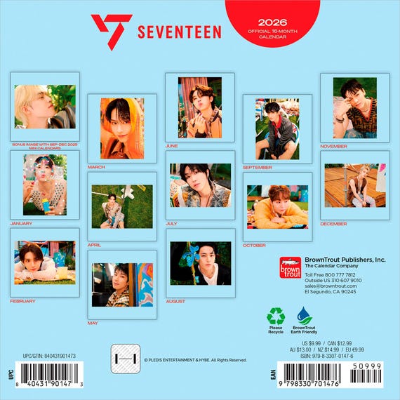 Calendar De Bureau 2026 Seventeen HAPPY BURSTDAY - K-Pop Joshua DK Hoshi Jun - Pour Fans CARAT - 11x23cm
