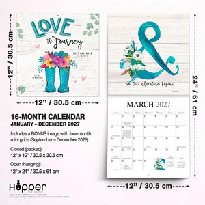 Love the Journey | 2027 12 x 24 Inch (Hanging) Square Wall Calendar | Featuring the Artwork of Jo Moulton | Plastic-Free | Hopper Studios bild 7