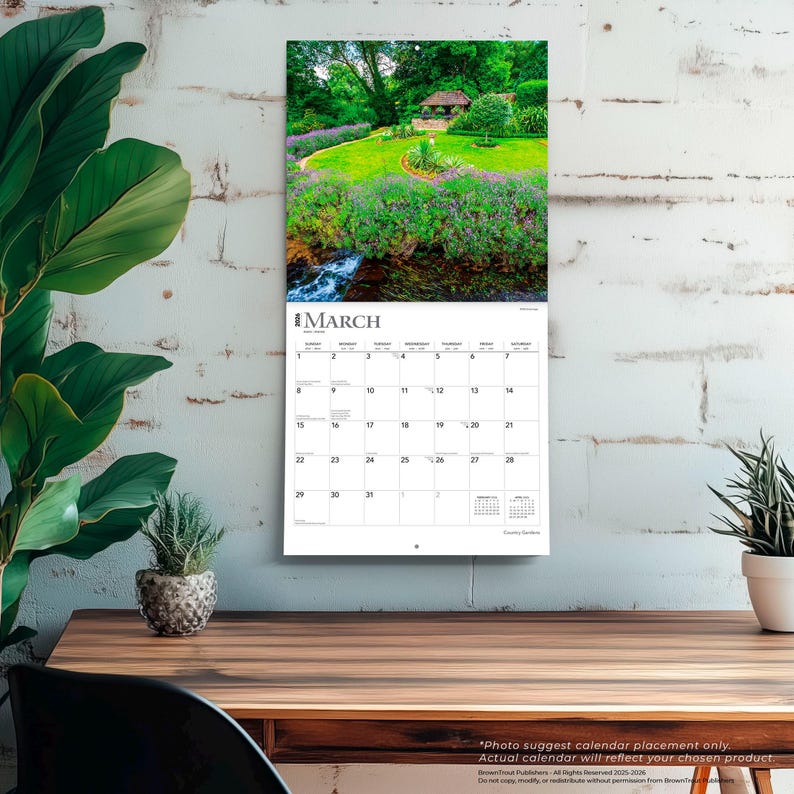 Country Gardens | 2026 12 x 24 Inch (Hanging) Monthly Square Wall Calendar | Plastic-Free | BrownTrout | Gardening Outdoor Home Nature bild 5