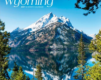 Wyoming Wild & Scenic | 2027 12 x 24 Inch (Hanging) Monthly Square Wall Calendar | Plastic-Free | BrownTrout | Yellowstone Grand Teton
