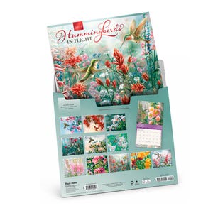 Hummingbirds 2027 13.75x24" (Hanging) Deluxe Wall Calendar | Artwork of Wanda Mumm and Beth Hoselton | Linen Envelope | Foil Stamped Cover bild 3