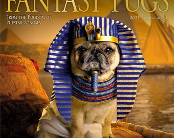 Fantasy Pugs OFFICIAL | 2027 12 x 24 Inch (Hanging) Monthly Square Wall Calendar | Foil Stamped Cover | Plastic-Free | BrownTrout | Funny