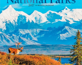 National Parks | 2027 7 x 14 Inch (Hanging) Monthly Mini Wall Calendar | Foil Stamped Cover | Plato | Scenic Yosemite Yellowstone Nature
