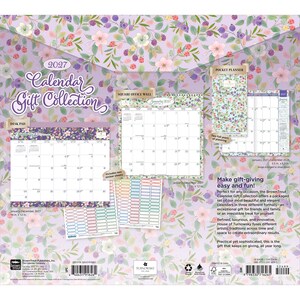 May include: A 2027 Calendar Gift Collection set featuring a floral pattern with pink, purple, and green botanical illustrations. The set includes a 35.56 cm x 30.48 cm desk pad, a 30.48 cm x 30.48 cm square office wall calendar, and an 8.89 cm x 16.51 cm pocket planner.