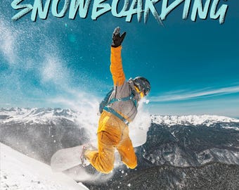 Snowboard / Calendario de pared mensual cuadrado de 30 x 60 cm (para colgar) de 2027 / Wyman Publishing / Vacaciones de deportes de nieve de invierno