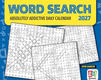 Word Search | 2027 6 x 5 Inch Daily Desktop Box Calendar | New Page Every Day | Cal Ink | Puzzle Trivia
