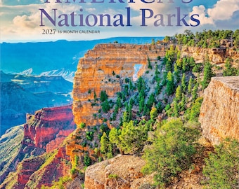 America's National Parks | 2027 12 x 24 Inch (Hanging) Monthly Square Wall Calendar | Foil Stamped Cover | Plato | Yosemite Yellowstone