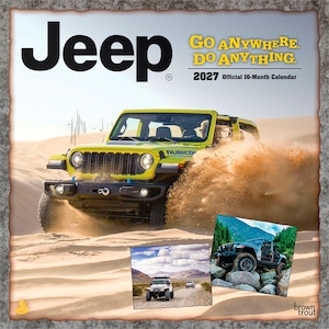 Jeep OFICIAL / Calendario de pared mensual cuadrado de 30 x 60 cm (para colgar) 2027 / Sin plástico / BrownTrout / Coche todoterreno