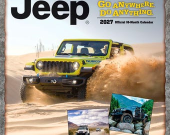 Jeep OFFICIAL | 2027 12 x 24 Inch (Hanging) Monthly Square Wall Calendar | Plastic-Free | BrownTrout | Offroad Motor Car