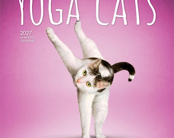 Yoga Cats OFFICIAL | 2027 12 x 24 Inch (Hanging) Monthly Square Wall Calendar | Plastic-Free | BrownTrout | Animals Humor Pets