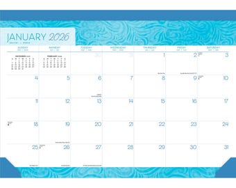 Seaside Currents | 2026 17 x 12 Inch Monthly Desk Pad Calendar | BrownTrout | Ocean Sea Beach Art Design