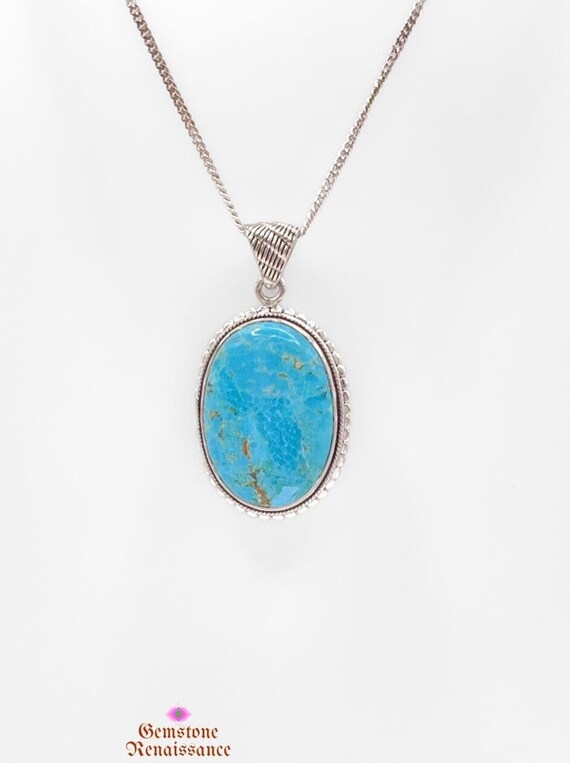 Turquoise Necklace, Sterling Silver, Kingman turqu