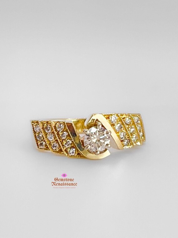 Yellow Gold Diamond Bypass Engagement Ring - 14k … - image 3