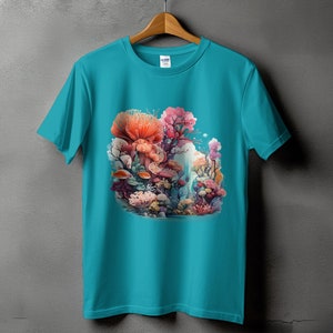 Colorful Coral Reef Ocean Life Marine Biology Artistic T-Shirt, Unisex Aquarium Apparel, Gift for Marine Lover