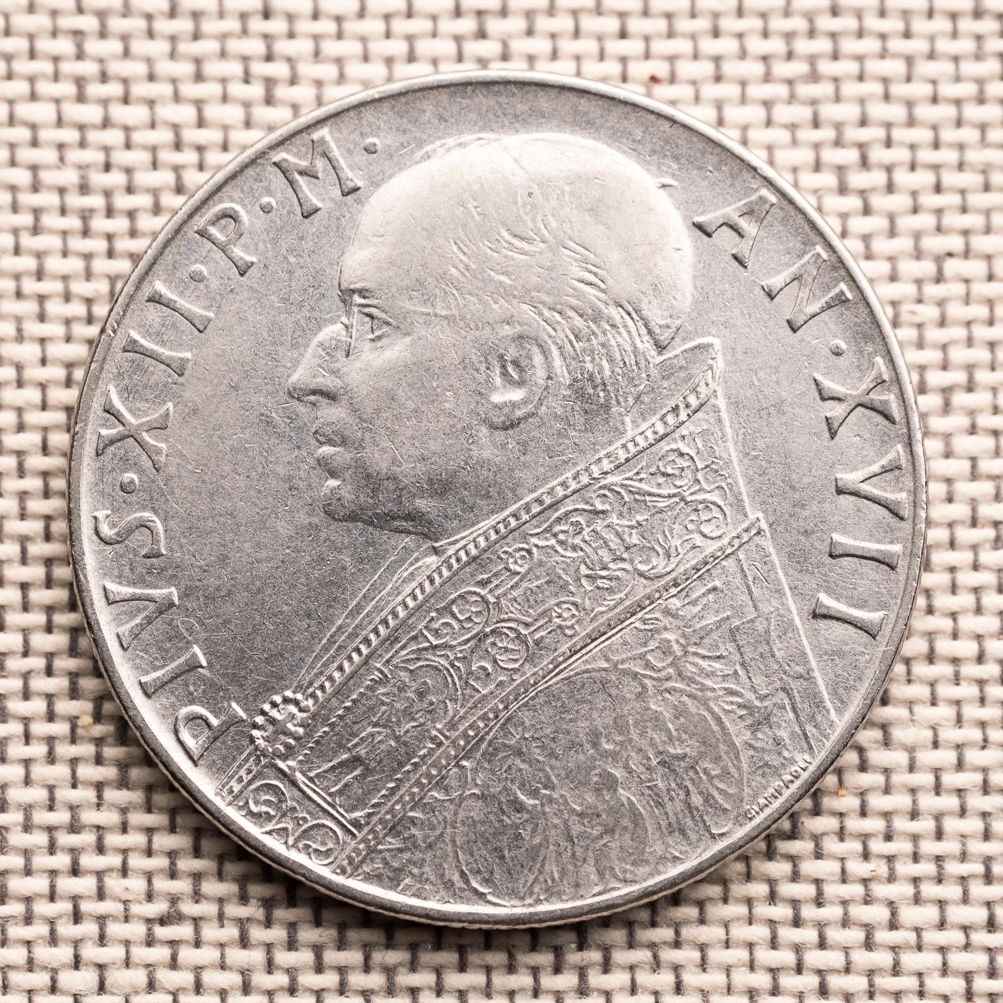 1955年 バチカン 100リラ硬貨 – 教皇ピウス12世 バチカン市国コイン