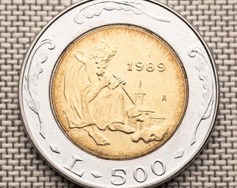 San Marino 500 lirów 1989 – Założyciel, moneta Świętego Maryna – Początki republiki – Dwumetalowa moneta europejska – Unikalna moneta historyczna XF