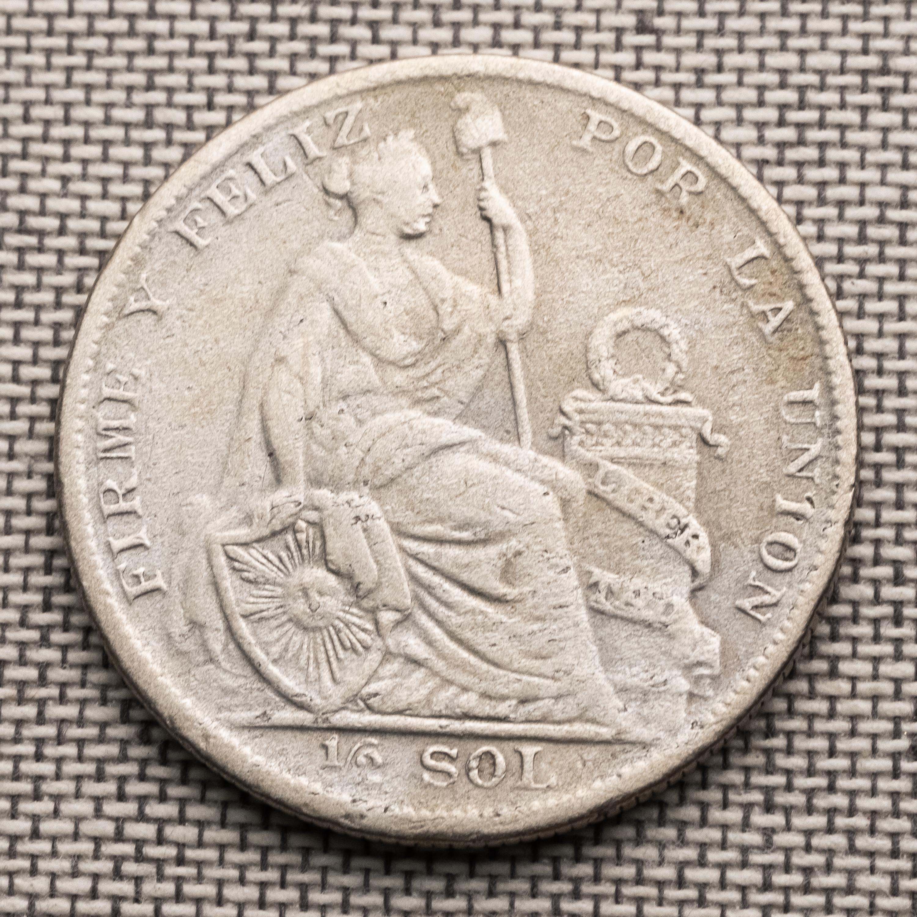 ペルー銀貨 1927年 – 座像自由の女神デザイン – 100年前の銀貨 – 南米 