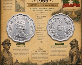 Myanmar Old Coins　ミャンマー 古い コレクション Myanmar Set 6 PCS Coins, 1975-1987, Burma Old Used Condition VF