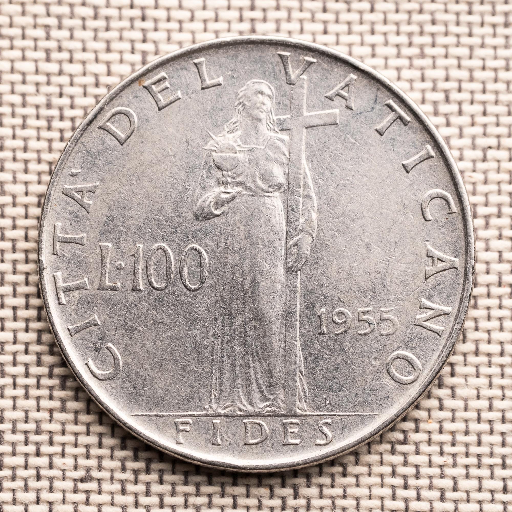 1955年 バチカン 100リラ硬貨 – 教皇ピウス12世 バチカン市国コイン
