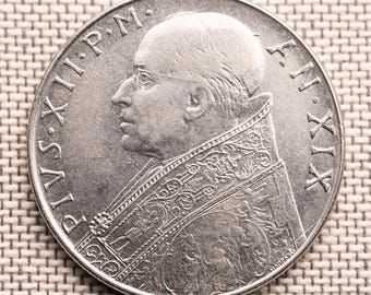 Moneta Watykańska 100 lirów z 1957 r. – Papież Pius XII – Autentyczna moneta watykańska – Historia katolicka – Rzadka moneta zabytkowa – XF