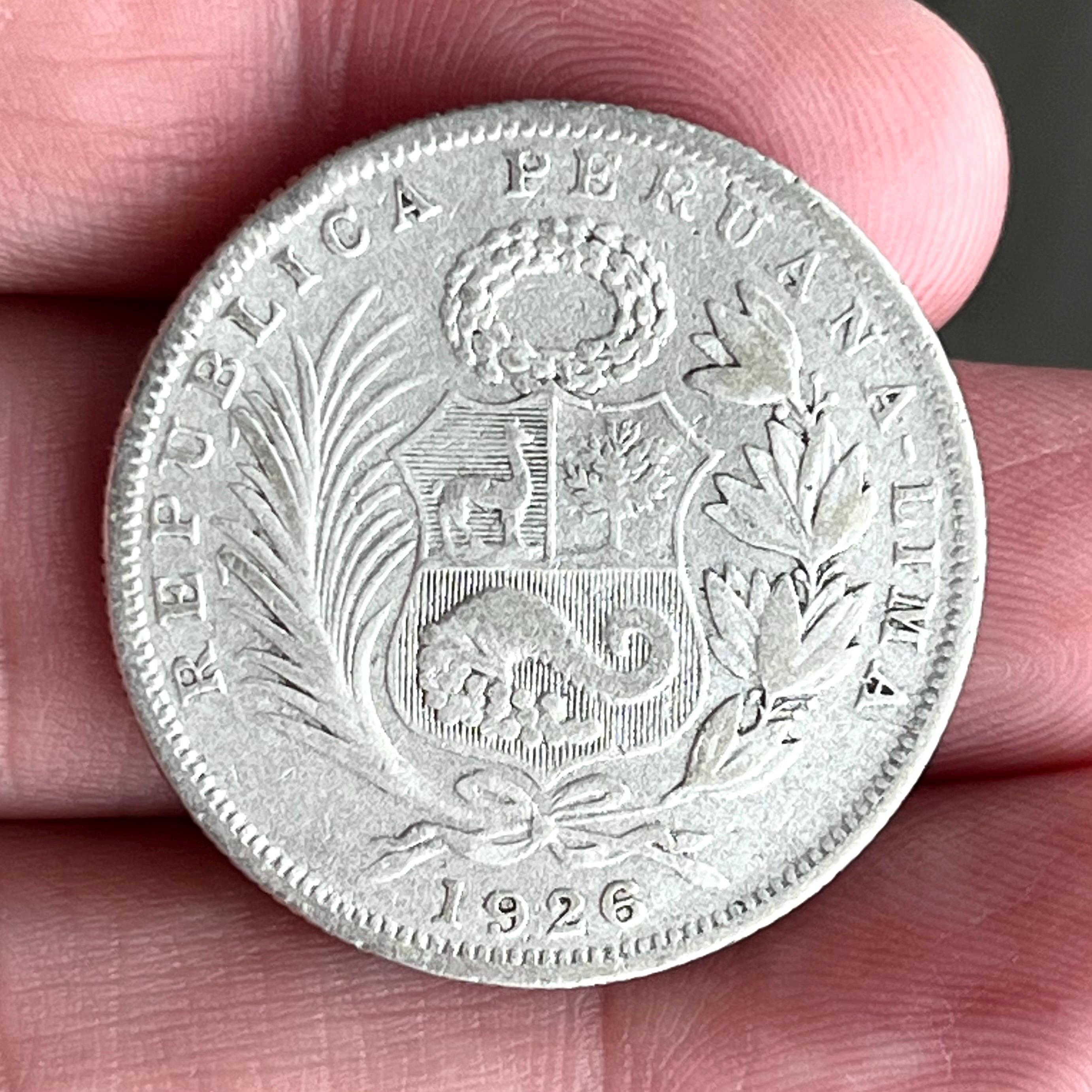 ペルー銀貨 1926年 – 座像自由の女神デザイン – 100年前の銀貨 – 南米