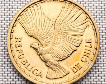 Moneta Chile z 1970 r. – projekt Kondora Andyjskiego – ostatnia klasyczna moneta z ery Escudo – zabytkowa moneta Ameryki Południowej – unikatowa moneta łacińska XF