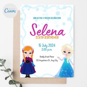 Frozen Birthday Invitation Template | Elsa Invite | Elsa and Anna | Frozen Party | Digital | Printable | Editable | Customizable