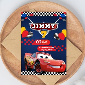 Cars Lighting McQueen Birthday Invitation Template | Cars Invite | McQueen Party | Kids | Digital | Printable | Editable | Customizable