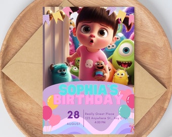 Monster Inc Birthday Invitation Template | Boo Birthday | Monster Party | Monster Inc Invite | Digital | Printable | Editable | Customizable