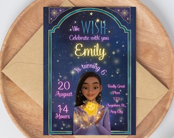Wish Asha Birthday Invitation Template | Asha Wish Invite | Wish Disney Party | Digital | Editable | Printable | Customiable.