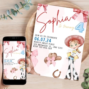 Cowgirl Jessie Birthday Invitation Template | Girl Party | Jessie Toy Story | Digital | Printable | Editable | Customizable