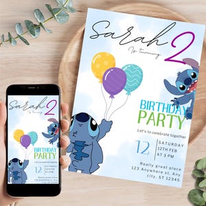 Stitch Birthday Invitation Template | Stitch Birthday | Lilo and stitch Party | Lilo Invite | Digital | Printable | Editable | Customizable