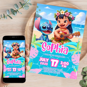 Stitch Birthday Invitation Template | Stitch Birthday | Lilo and stitch Party | Lilo Invite | Digital | Printable | Editable | Customizable