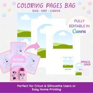 Coloring Pages Bag Template | Kids Coloring Activity | Printable Party Favor | Editable Canva Template | Instant Download