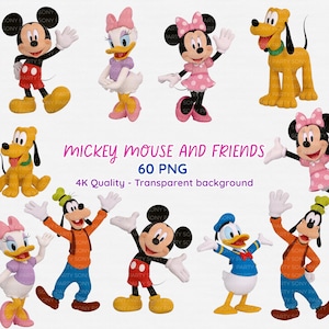 Mickey Mouse and Friends Clipart Bundle | Birthday Theme PNG | Mickey Mouse Party Decorations | 60 PNG 4K Quality Transparent Background