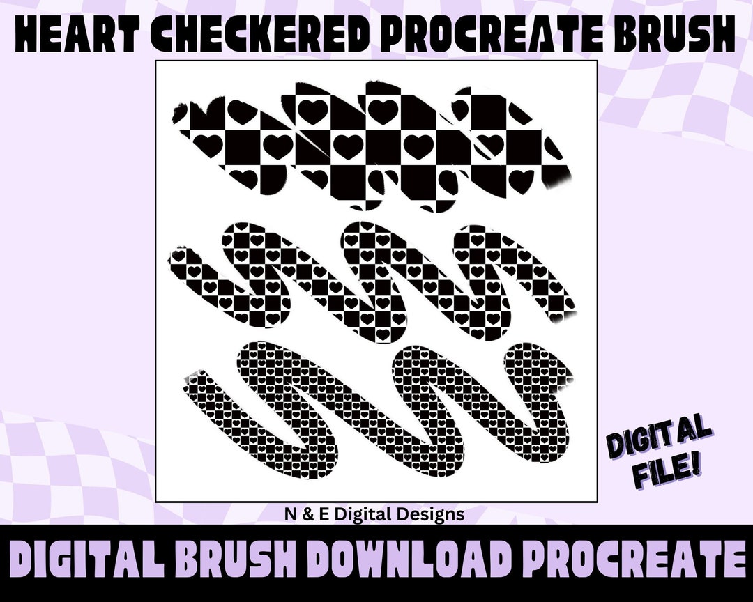 Heart Checkered Procreate Brush / Procreate Brushes / Checker / Checker ...