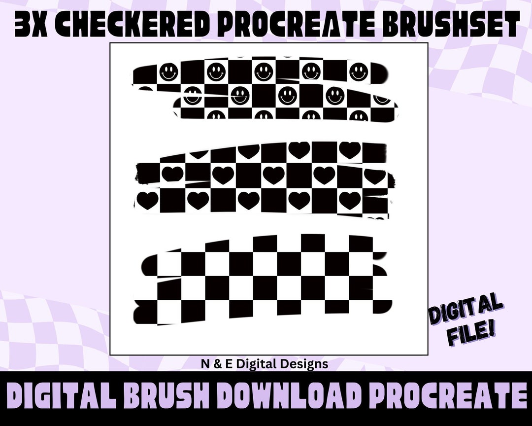 3 Checkered Procreate Brushset / Procreate / Checker / Checker Pattern