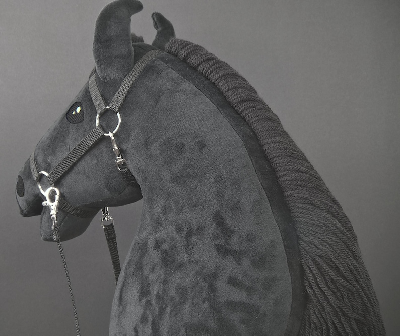 Hobby horse with horse halter and reins (black coat) image 4