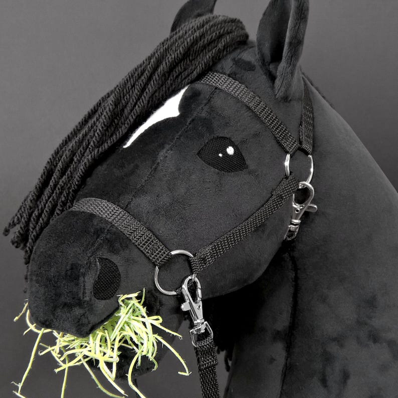 Hobby horse with horse halter and reins (black coat) image 6