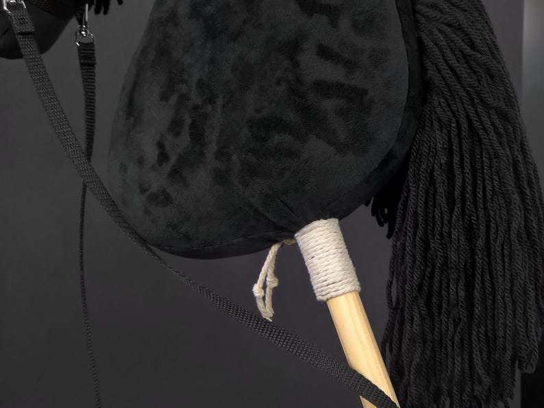 Hobby horse with horse halter and reins (black coat) image 7