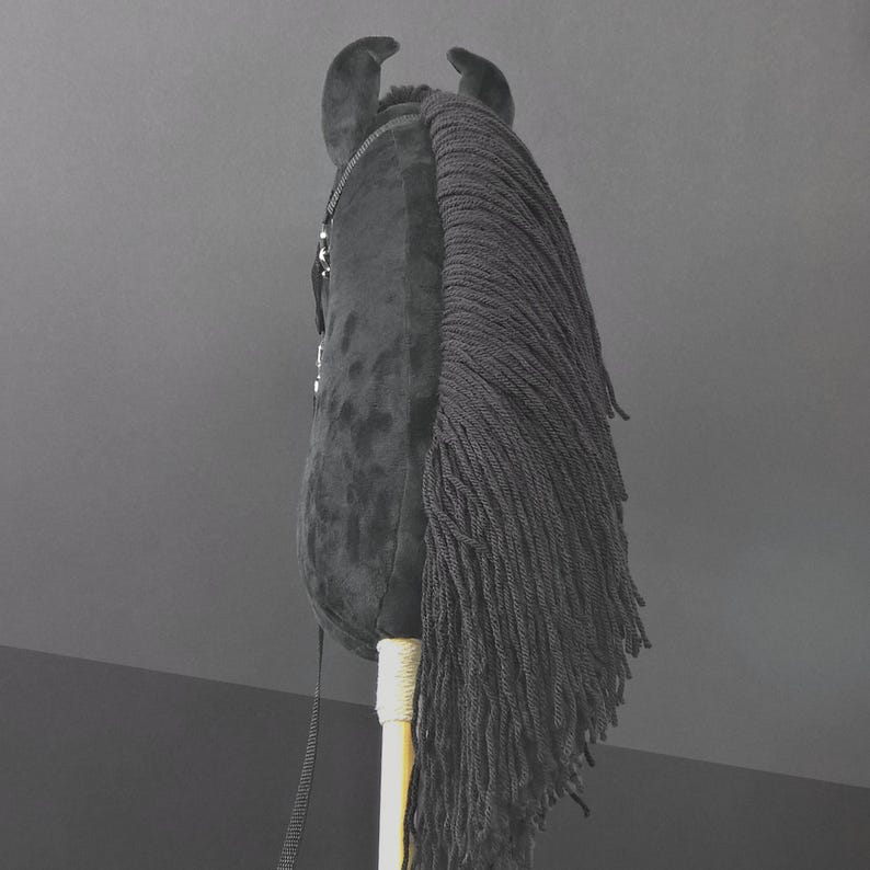 Hobby horse with horse halter and reins (black coat) image 8
