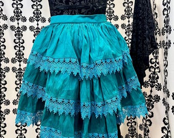 3-Tier Bustle Skirt Ready-to-Ship Teal  Cape - Capelet - Tutu - Pixie - Steampunk - Renaissance - Victorian - Costume - Hi-Low - Lace