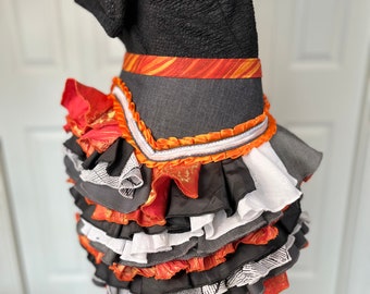 Burlesque Bustle - Black Grey Orange - Burning Man - Tutu - Fairy - Steampunk - Edwardian - Victorian - Renaissance - Costume - Mardi Gras