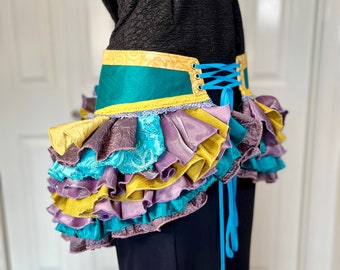 Burlesque Bustle - Aqua Lilac Gold - Burning Man - Tutu - Fairy - Steampunk - Edwardian - Victorian - Renaissance - Costume - Mardi Gras