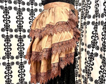 3-Tier Bustle Skirt Ready-to-Ship Brown Cape - Capelet - Tutu - Pixie - Steampunk - Renaissance - Victorian - Costume - Hi-Low - Lace