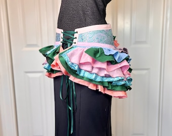 Burlesque Bustle - Peach Pink Blue Green - Burning Man - Fairy - Steampunk - Edwardian - Victorian - Renaissance - Costume - Mardi Gras