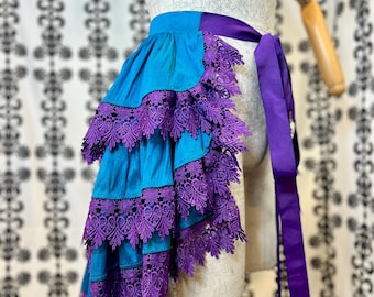 3-Tier Bustle Skirt Ready-to-Ship Teal Purple Cape - Capelet - Tutu - Pixie - Steampunk - Renaissance - Victorian - Costume - Hi-Low - Lace