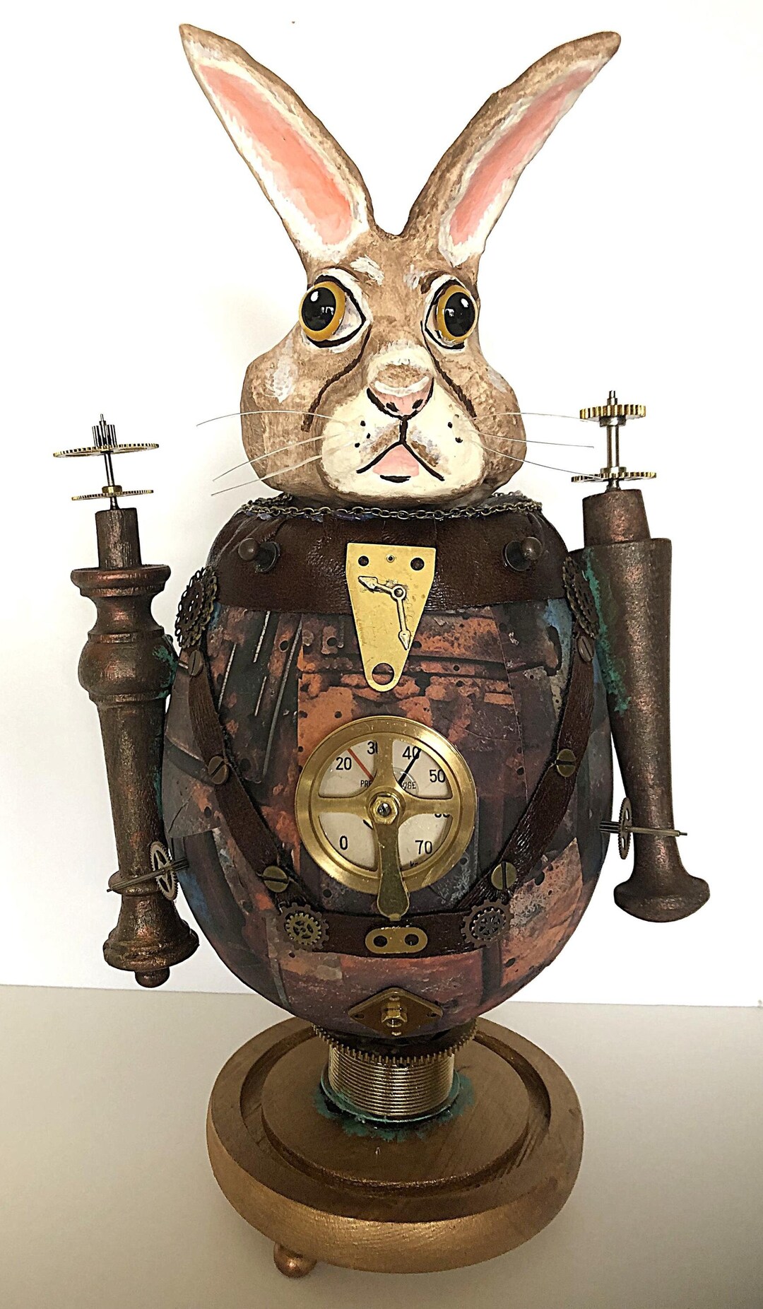 Steampunk Mechanical Rabbit Easter Egg, Mixed Media Assemblage ...